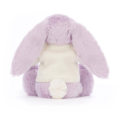 Lapin lilas timide avec pull crème personnalisé