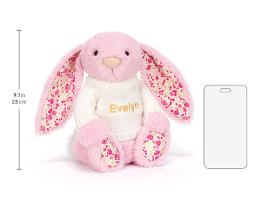 Blushkin Blossom Luxe Bunny avec pull crème personnalisé
