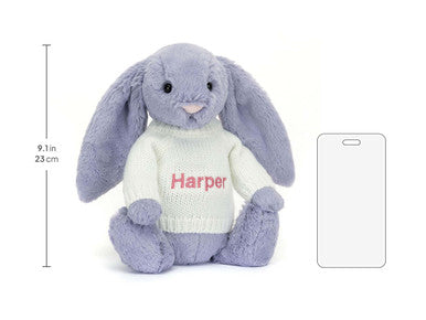 Bashful Viola Bunny with Personalised Cream Jumper