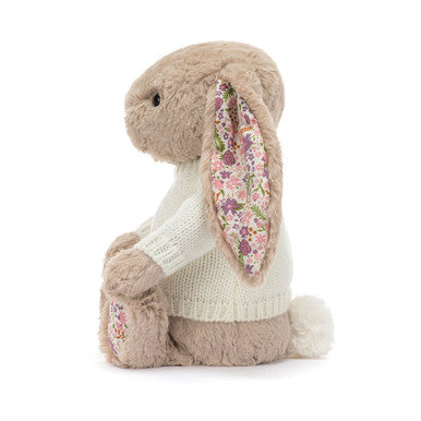 Blossom Beige Bunny 'Petal' avec pull crème personnalisé