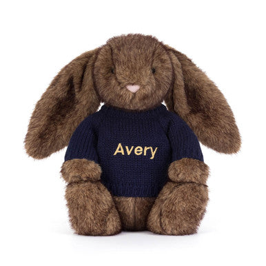 Hoppleston Luxe Bunny with Personalised Navy Jumper