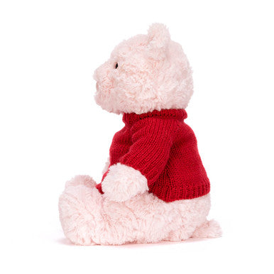 Ours Leola avec pull rouge personnalisé