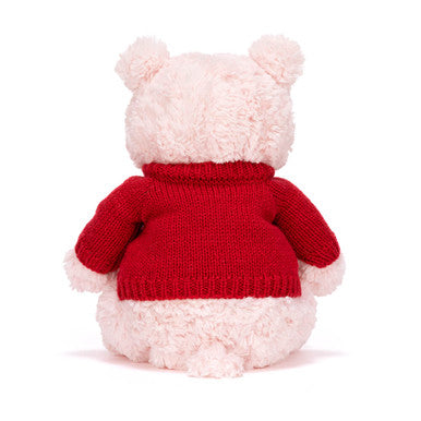 Ours Leola avec pull rouge personnalisé