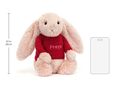 Bashful Blush Bunny with Personalised Red Jumper