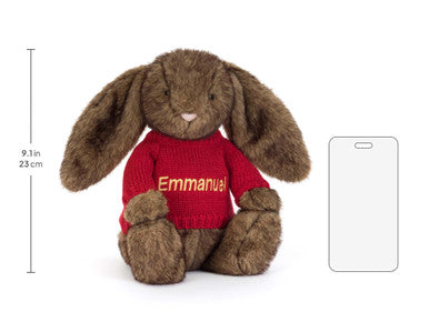 Hoppleston Luxe Bunny avec pull rouge personnalisé