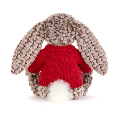 Bashful Luxe Bunny Pine avec pull rouge personnalisé