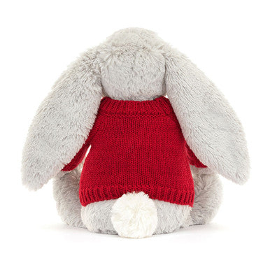 Lapin argenté timide avec pull rouge personnalisé