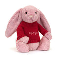 Bashful Tulip Pink Bunny with Personalised Red Jumper
