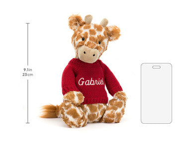 Bashful Giraffe with Personalised Red Jumper