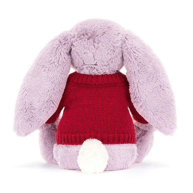 Lapin lilas timide avec pull rouge personnalisé