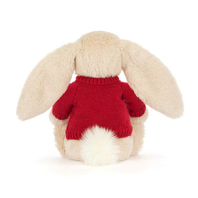 Bashful Luxe Bunny Willow with Personalised Red Jumper