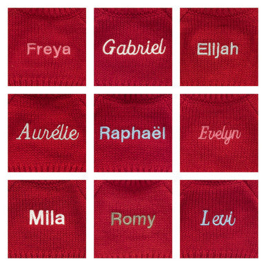 Lapin bleu timide avec pull rouge personnalisé