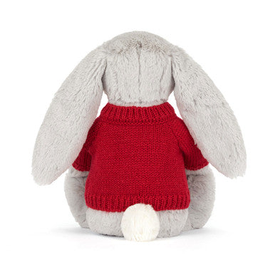 Blossom Silver Bunny 'Bloom' avec pull rouge personnalisé