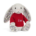 Blossom Silver Bunny 'Bloom' avec pull rouge personnalisé