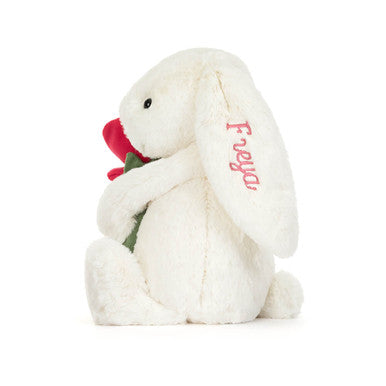Lapin crème personnalisé avec rose