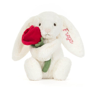 Lapin crème personnalisé avec rose