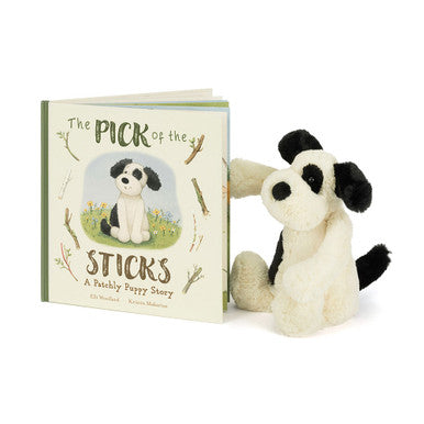 Le livre Pick of the Sticks et Bashful Black & Cream Puppy Medium